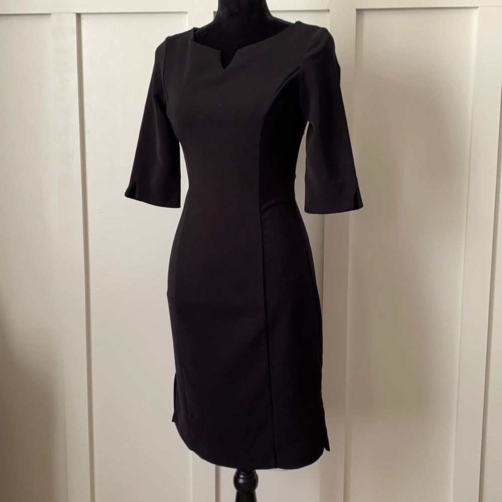 Black 3/4 sleeve sheath dress